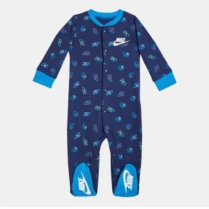 Nike Cortez Sneaker Print Onesie Footie Baby Pajama, Size Newborn